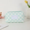 thumbnail image 1 of Bcylexb Zipper Pencil Pouch, Cute Checkerboard Pencil Case Aesthetic Pencil Bag with Label Portable Durable for Classroom Office Supplies Stationery Storage, 1 of 5