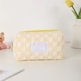 thumbnail image 1 of Bcylexb Zipper Pencil Pouch, Cute Checkerboard Pencil Case Aesthetic Pencil Bag with Label Portable Durable for Classroom Office Supplies Stationery Storage, 1 of 5