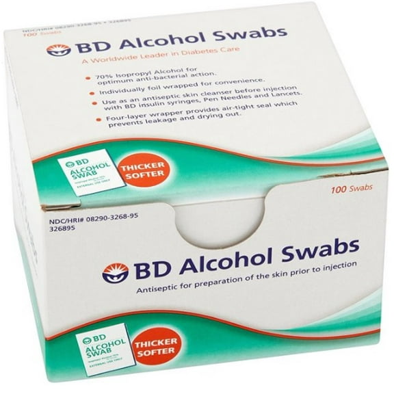 Embecta (Formerly BD) Alcohol Prep Pads, 70% Strength Isopropyl Alcohol, Box of 100 Individual Packets, 12-Pack