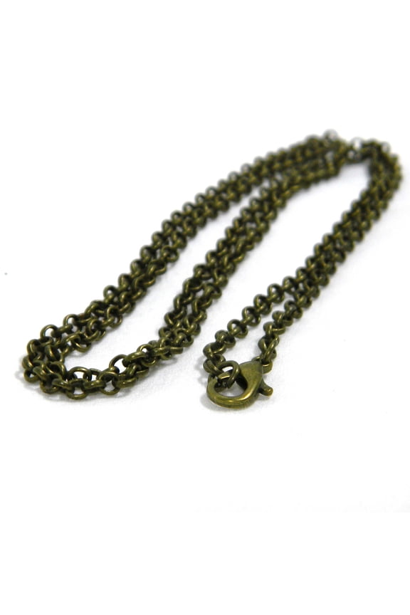 3 Antique Plated Iron 23 1/2 inch Long Rolo 3mm Thick Plain Chain Necklaces with Soldered Links & Lobster Clasps to Close (Antique Bronze)