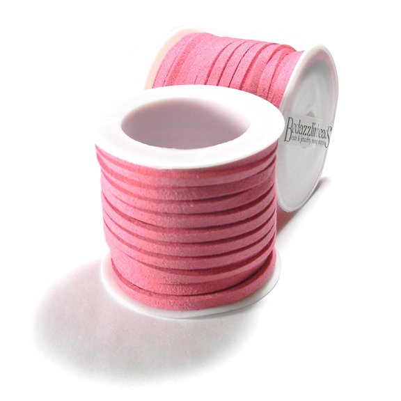 BdBeads Dark Pink Faux Suede Leather Flat Cording, 3mm Wide, 15 Foot Spool, 20 Pound Test, for Jewelry Making and Crafts