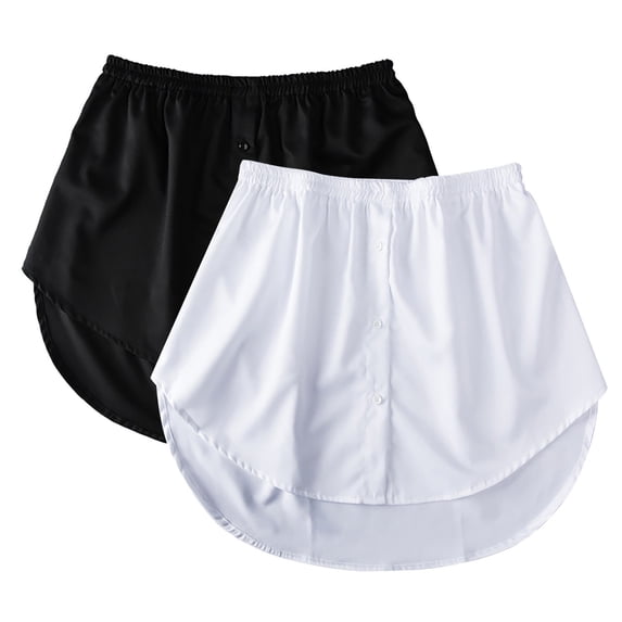 BdTemWBs 2PCS Women's Shirt Extender Mini Adjustable Elastic Waisted Underskirt Removable Layered Sweep Shirt with Buttons