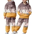 thumbnail image 1 of BdTemWBs Boys Ice Cream Print Clothes Long Sleeve Hooded Sweatshirts Top & Solid-Color Trousers Casual Outdoor Fashion Set (Brown,6-7 Years), 1 of 7