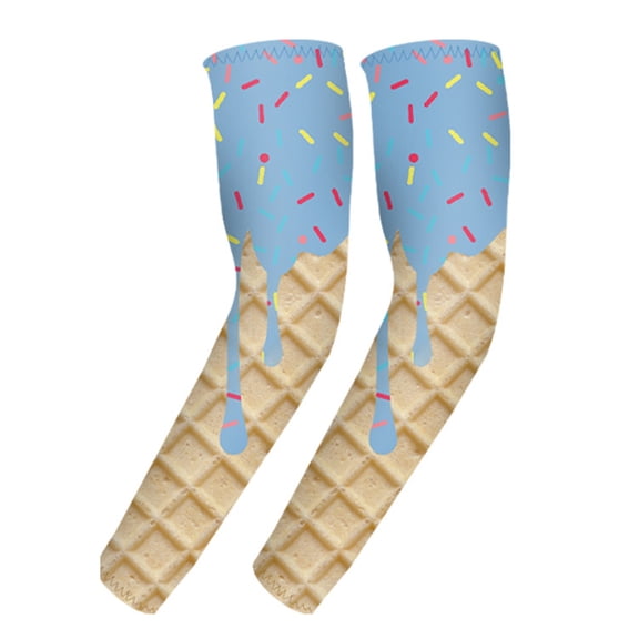 BdTemWBs Ice_Cream Baseball Arm Sleeves Cone, Compression Arm Sleeves for Kids, Adjustable Fit Lightweight Comfy Outdoor Detachable Sleeves Sport Baseball Football - Light Blue,11-14 Years