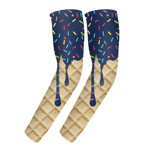 BdTemWBs Ice_Cream Baseball Arm Sleeves Cone, Compression Arm Sleeves for Kids, Adjustable Fit Lightweight Comfy Outdoor Detachable Sleeves Sport Baseball Football - Navy,4-7 Years
