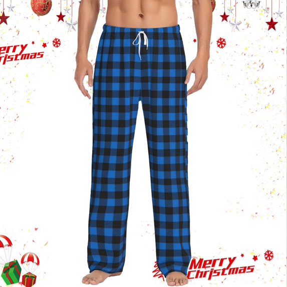 BdTemWBs Mens Pajama Pants Lightweight Drawstring Elastic Waist Band Pj Pants Plaid Soft Lounge Pajama Bottoms with Pocket Comfy Sleepwear (Dark Blue-05, M)