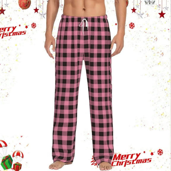 BdTemWBs Mens Pajama Pants Lightweight Drawstring Elastic Waist Band Pj Pants Plaid Soft Lounge Pajama Bottoms with Pocket Comfy Sleepwear (Purple-14, XXXL)