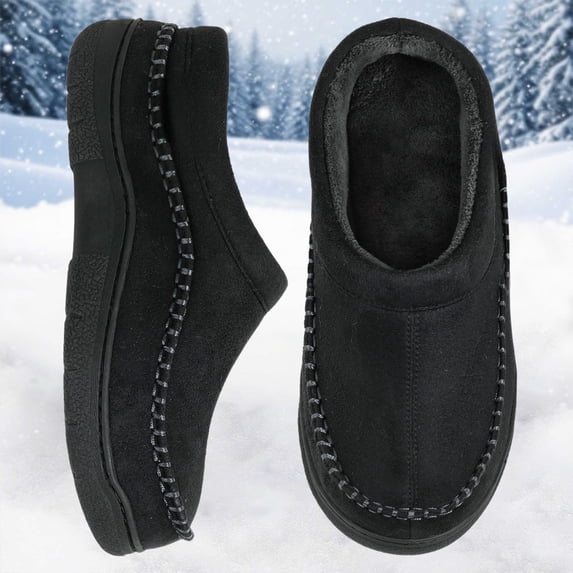 BdTemWBs Mens Slippers Warm Fuzzy Memory Foam Indoor Outdoor Cozy Slippers -On Moccasin House Shoes with Non- Sole, Fluffy Wide Loafer Slippers (OTHER,9-10)