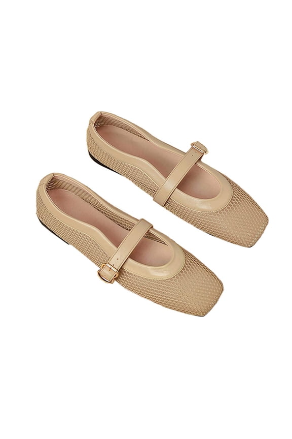 Mesh Ballet Flats for Women Buckle Strap Comfy Casual Office Clear Fishnet Ballerina Flat Shoes Dress Mary Jane Flats Summer Fall -on