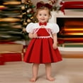 thumbnail image 1 of BdTemWBs Toddler Flower Girl Dress Lace Puff Short Sleeves Formal Dress with Satin Bow Tie, Christmas Valentine's Day Formal Party Birthday Dresses (Red-#03,6-12 Months), 1 of 10