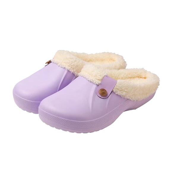 BdTemWBs Unisex Lined Clogs Line Garden Slippers House Home Winter Clogs Shoes Work Shoes Kitchen Shoes (Purple - Lined,5.5)