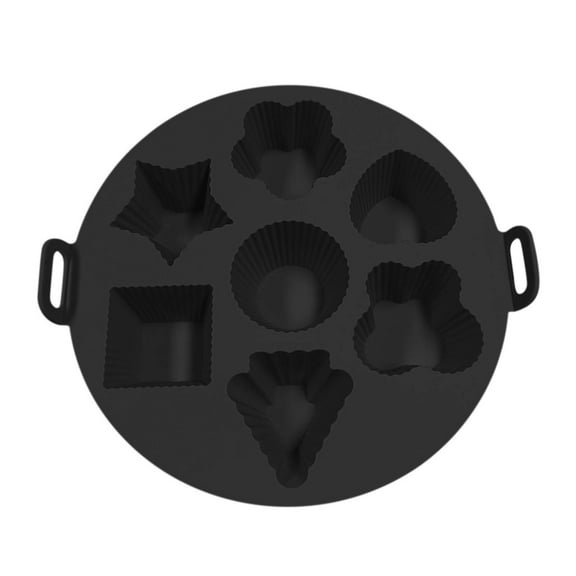 Bdday 7 Cavity Silicone Air Fryer Muffin Pans Nonstick Cake Mold Round Pudding Cupcake Recipe Tray Bakeware,