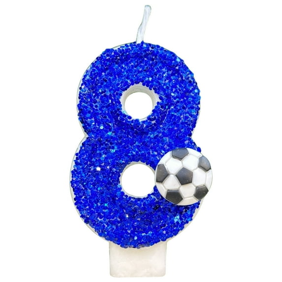 Bdday Artificial Flowers Soccer Birthday Candle 9th Soccer Cake Topper Decor Nine Year Candles Blue Glitter Number 9 for Cupcake Topper Decorations Birthday Party Kids Adults Wall Decor for Bedroom