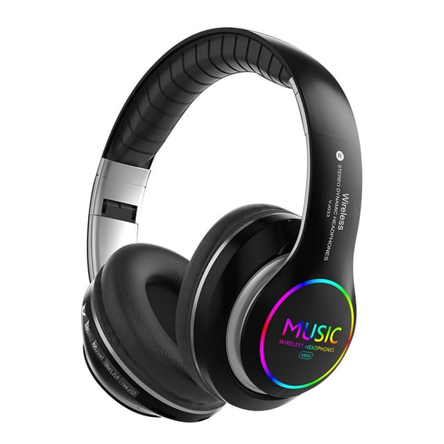 Bdday Bluetooth 5.0 Subwoofer Head-Mounted Foldable Headphones - Built-in Mic Wireless Call Folding Stereo Noise Cancellation Over Ear Soft Earmuffs Headset