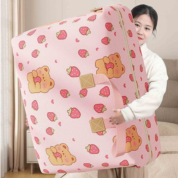 Bdday Car Organizers and Storage Capacity Portable Storage Bag Non-Woven Fabric Organizing and Storing Cotton Quilts Clothing Daily Necessities Storage Bag Closet Storage Organizer
