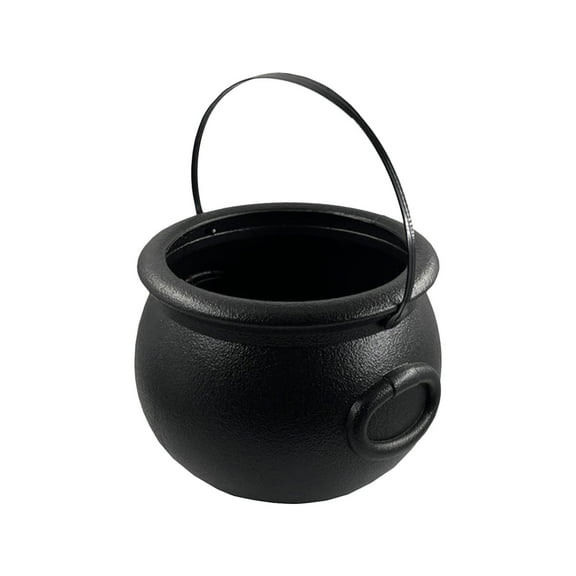 Bdday Cauldron Halloween Decor Large and Mini Plastic Hanging Cauldrons Serving Set - Spooky Black Witches Cauldron Desserts Candy Serving Bowls for Table Home Indoor Party Decorations