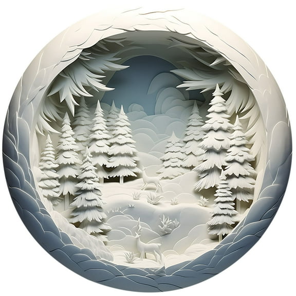 Bdday Christmas Ornaments Round Acrylic Christmas Decorations Reindeer Hanging Sign Festive Wall Decorations Vintage Christmas Decor