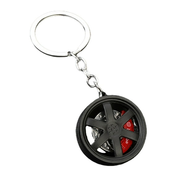 Bdday Christmas Tree Ornaments Male and Female Small Gift Pendants Car Keychain Alloy Car Wheel Keychain Tire Rim Keychain Car Parts Model Key Chains Car Keyring Pendant