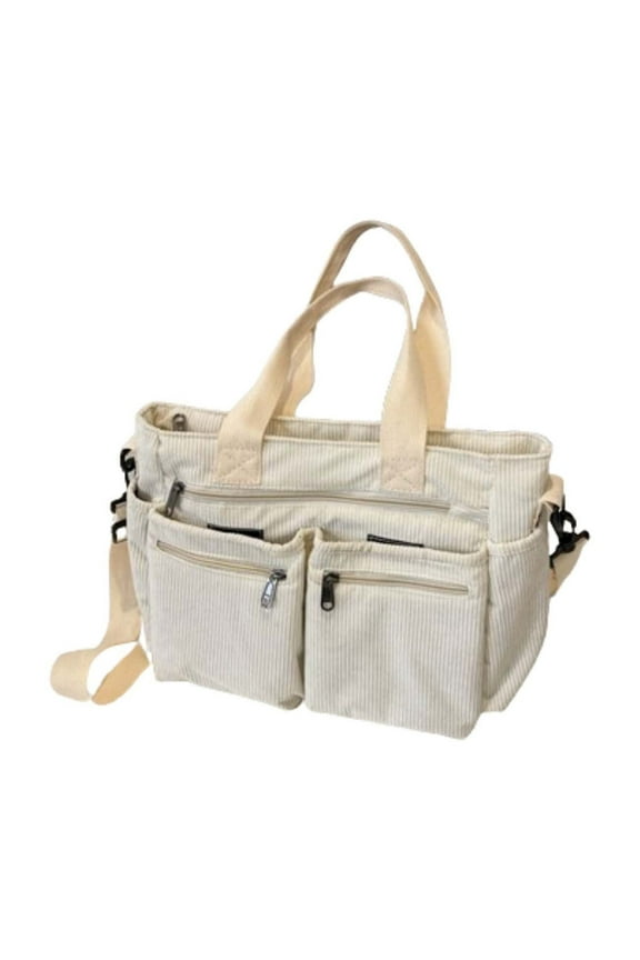 Corduroy Tote Bag for Women 2024 New Japanese and Korean Multi Compartment Commuting Large Capacity Single Shoulder Crossbody Bag Back To School Supplies