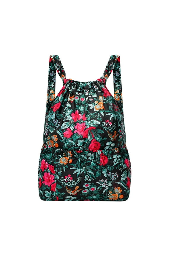 Drawstring Backpack Water Resistant String Bag Gym Sports with Shoe Compartment Side Mesh Pockets for Women Men