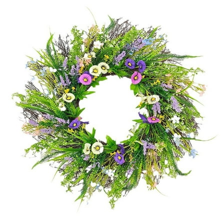 Bdday Front Door Wreath Spring Wreath Wildflower Simulation Spring and Summer Wreath Home and Courtyard Decoration Fall Decorations for Home
