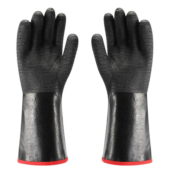 Bdday Gloves Heat Resistant Grill Bbq Gloves Heat Cooking Barbecue Gloves Grilling Gloves for Fryer Baking Oven Oil Neoprene Coating with Long Sleeve Kitchen Oven Gloves
