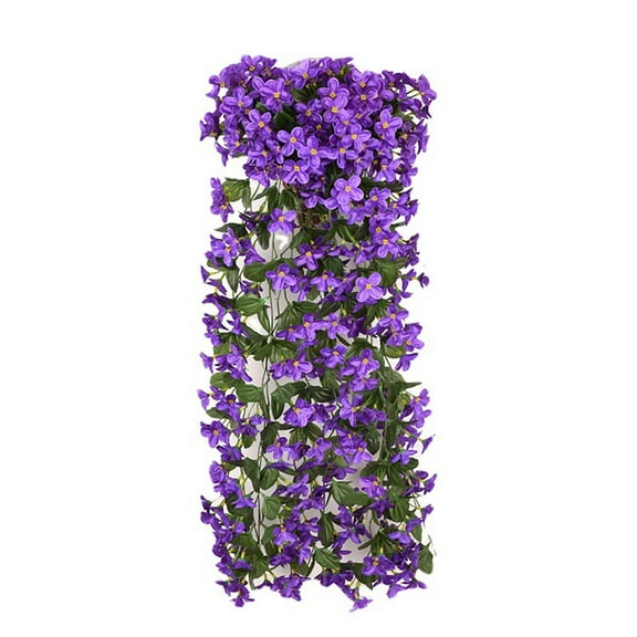 Bdday Hanging Artificial Violet Ivy Flowers 2 Packs Hanging Flowers Plant for Outside Outdoor Patio Garden Porch Wedding Home Decorations Hanging Artificial Violet Ivy Flowers Flower Decor