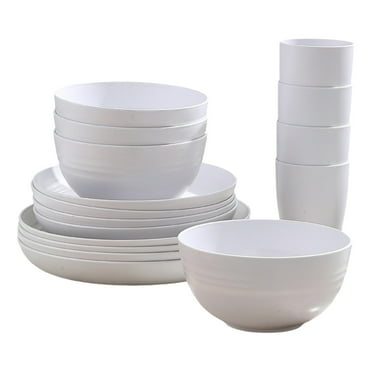 Bdday High End Dark Colored Bowls Cups and Plates 16 Piece Set for Dinner Soup Bowls Plates and Cups Tableware Gift Set