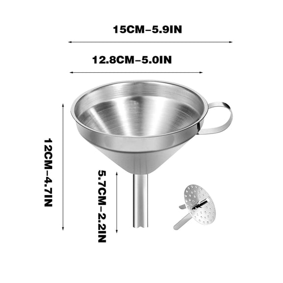 Bdday Kitchen Funnel Kitchen Stainless Steel Funnel Multifunctional Filter Screen for Liquid Separation Oil Leakage Wine Leakage Wide Mouth Funnel Funnels for Kitchen Use Filling Bottles