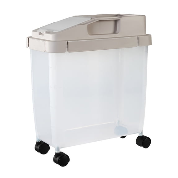 Bdday Kitchen Storage Large Airtight 20lb Rice Container, Food Storage Cereal Container, Pet Dog Food Container with Wheels + Measuring Cup, Flour Grain Container for Household Dorm Room Storage