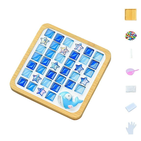 Bdday Kitchen Supplies Crafts Mosaicss Tile Set Wooden Cup Mats Mixed Color Mosaicss Set Crafts Pack 6ml Kitchen Supplies
