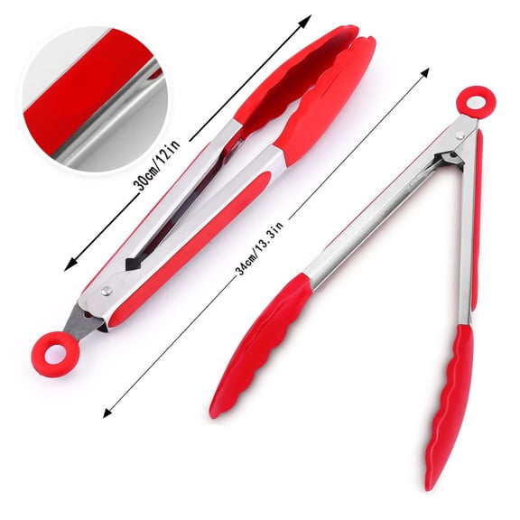 Bdday Kitchen Tools Kitchen Tongs, 12-Inch Kitchen Tongs with Premium Silicone Tips, Non-Stick Food Tongs Heat To 480°F, 304 Stainless Steel Kitchen Tools