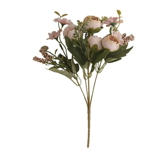 Bdday Living Room Decor and Accessories Simulation Flower Bouquet Silk Flowers Home Living Room Bedroom Desktop Arrangement Fake Flowers Vintage 5 fork Simulation Rouge Rose Flower Apartment Decor