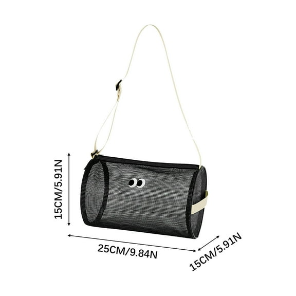 Bdday Makeup Bag Swimming Bag Large Capacity Beach Bag Mesh Breathable Single Shoulder Crossbody Cylindrical Travel Bag School Bags for Girls