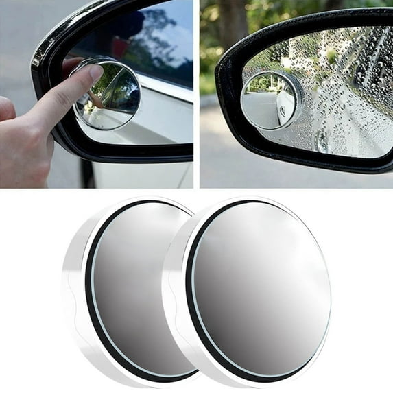 Bdday New 2Pcs Car Suction Cup Mount Auxiliary Rearview Mirror 360 Degree Rotating Wide-angle Round Frame Blind SPOTMirror