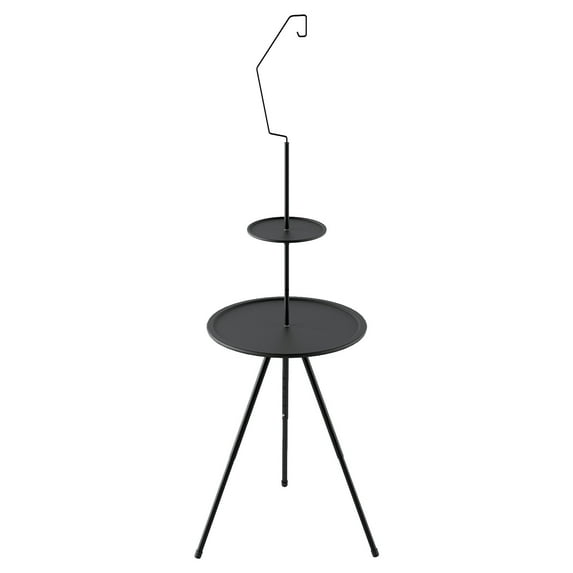 Bdday Outdoor Folding Small Round Table Portable and Adjustable Camping Table Camping Equipment Picnic Double-layer with Light Rack Coffee Table
