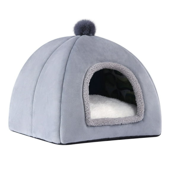 Bdday Pet Tent - Soft Bed for Dog and Cat By Pet Supplies - Gray Linen, 11" X 11" X H:9.8"