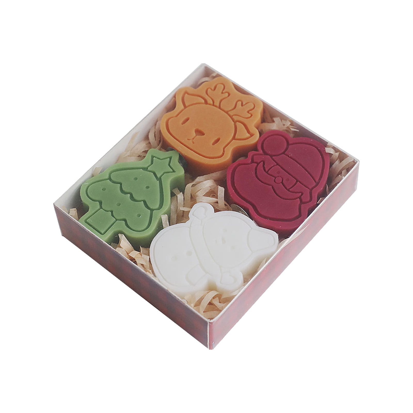 Bdday Set Of 4 Christmas Tree Small Candles Candles Tea Wax Ornaments