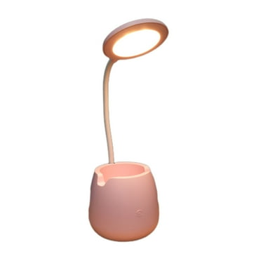 Bdday Small Led Desk Lamp with Pen/Phone Holder, Rechargeable Desk Light with Flexible Gooseneck, 3 Color Modes, Stepless Dimming, Eye Caring, Small Study Lamp for Dorm, Bedroom