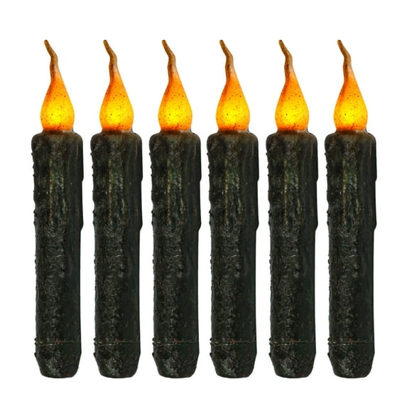 Bdday Patio Lights Taper Primitive Candles 6pcs Real Wax Hand Dipped Battery Operated Flameless Candles for Christmas Halloween Home Decor Church Christmas Outdoor Decorations