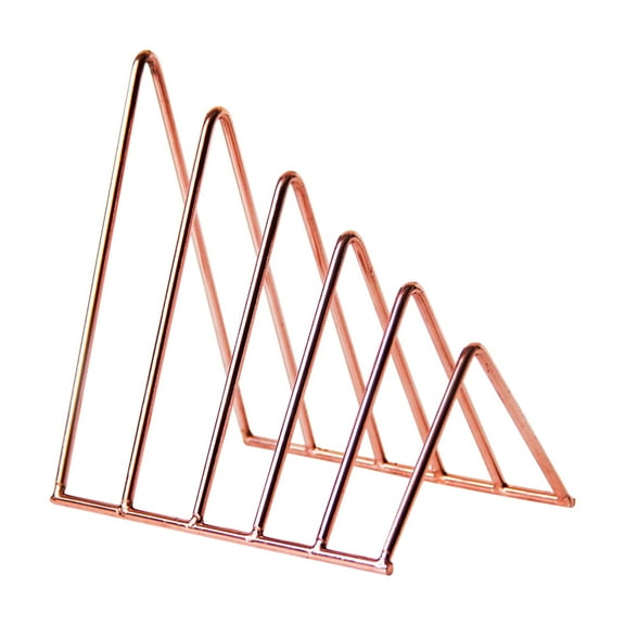 Bdday Triangle File Holder,5 Slot Metal Record Stand Holder Magazine Newspaper Holder Photography Props for Office Home 1 Pc