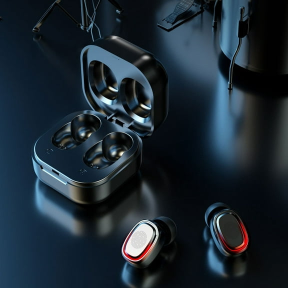 Bdday Wireless Bluetooth 5.2 Headphones Transparent Digital Display Headphones Mini In-Ear Wireless Sports Headphones