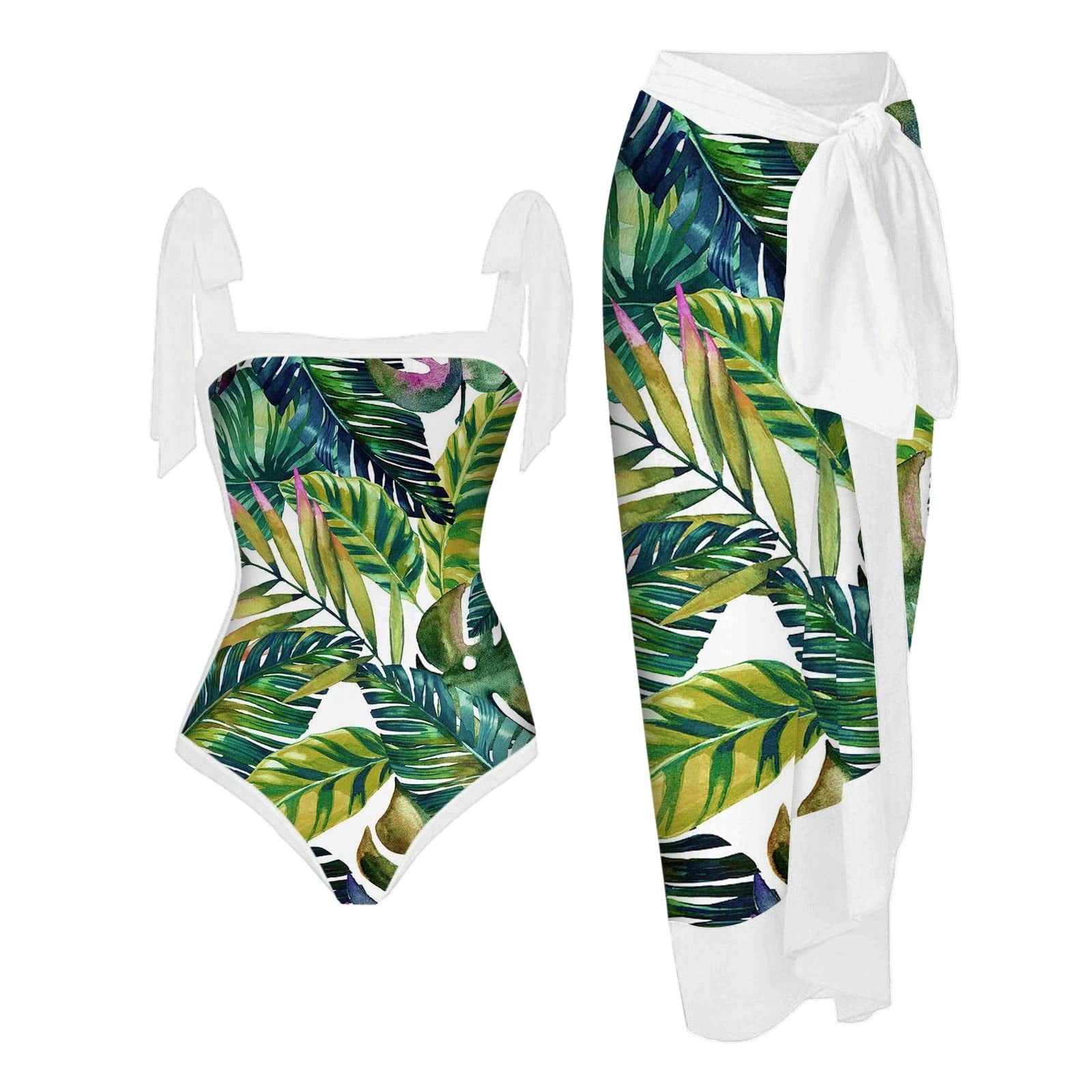Bdfzl Women One Piece Swimsuit with Matching Cover Ups Floral Sexy