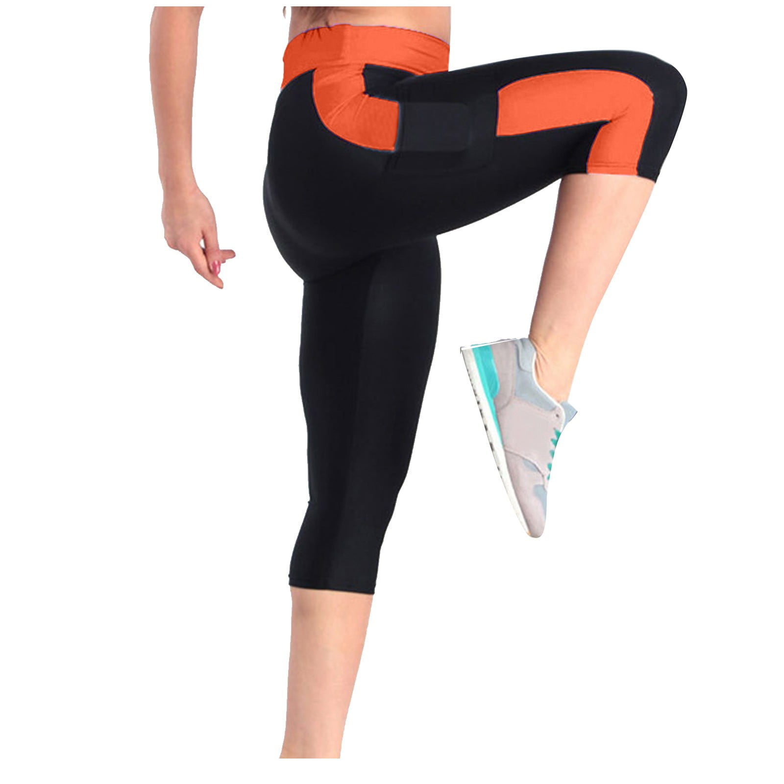 QUYUON Jogger Capris for Women Workout Leggings Capris Ladies Stretch  Capris Elastic Waist Buttons Yoga Cropped Trousers Female Plus Size Capris  with