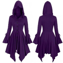 Women s Masquerade Ball Gowns Flare Sleeve Hooded Renaissance Dress Women Lace Up Drawstring Maxi Gothic Dress Walmart