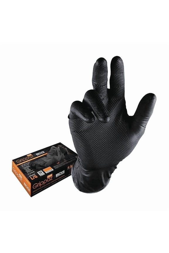 99-1-6000B, Disposable Gloves, 6 mil Palm, Nitrile, Powder-Free, 2XL, 50 PK, Black
