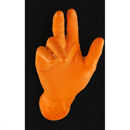 99-1-6100B, Disposable Gloves, 6 mil Palm, Nitrile, Powder-Free, M, 50 PK, Orange 99-1-6100B-M