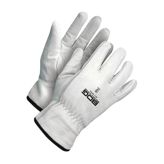 Leather Drivers Gloves, Shirred Slip-On Cuff, Keystone Thumb, Pearl, XS, 1 PR