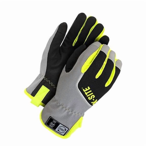 X-Site 20-9-10360 Mechanics Gloves, Polyester Palm, Microfiber Back, 2XL, Black/Gray/Yellow