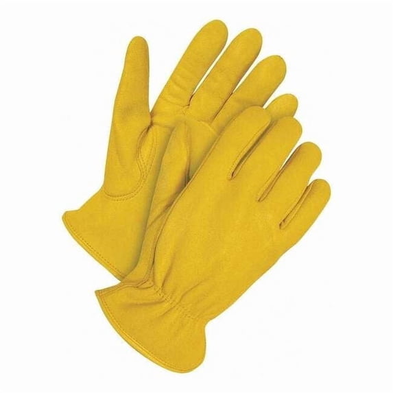 Leather Drivers Gloves, Shirred Slip-On Cuff, Keystone Thumb, Gold, XL, 1 PR